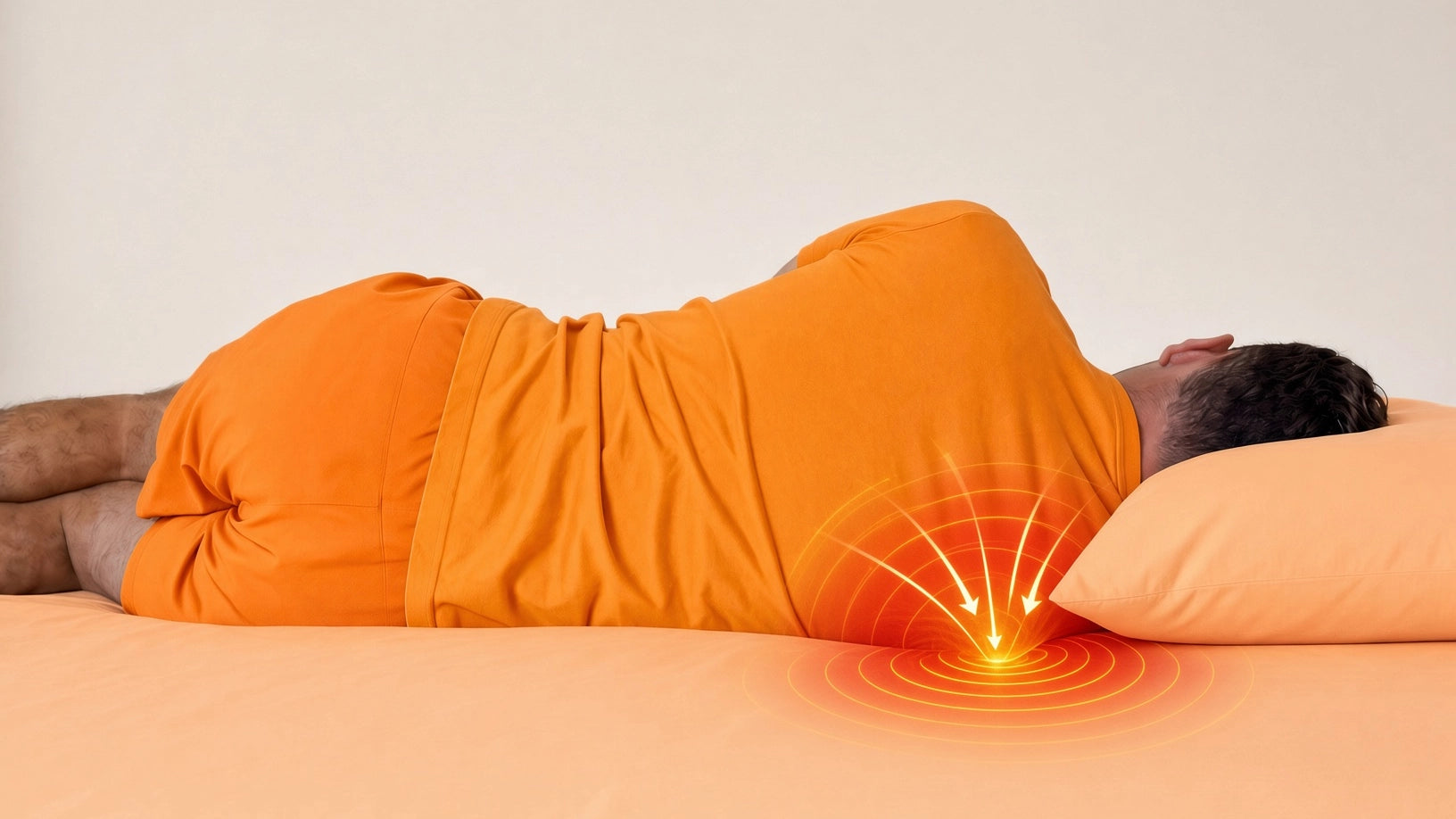 A side sleeper with the pressure on the bottom shoulder illustrated.